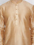 Vastramay Vastramay Men's Rose Gold Silk Blend Curved Kurta Dhoti Set